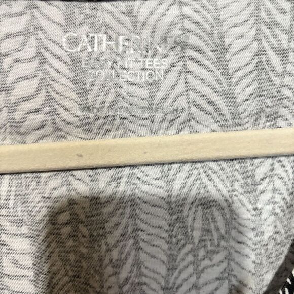 Catherines Easy Fit Tees Womens 6X 38W Black White Print Boho Cotton Blouse - Picture 6 of 8